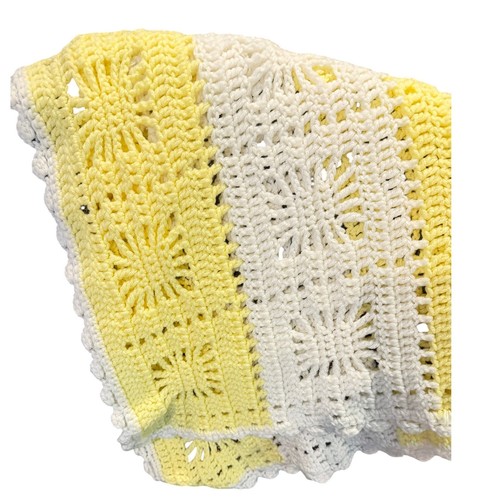 Vintage yellow white - white, crochet
