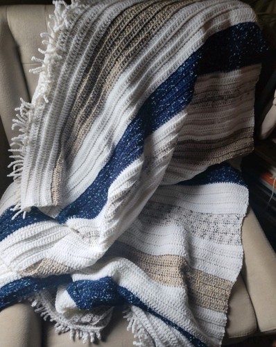 Striped crochet blanket with - striped,