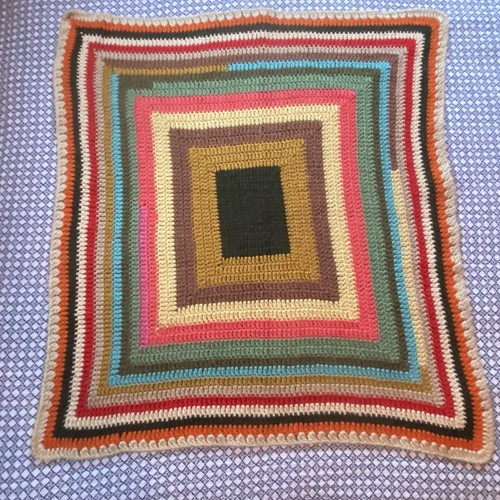 Vtg afghan handmade log cabin - vtg,