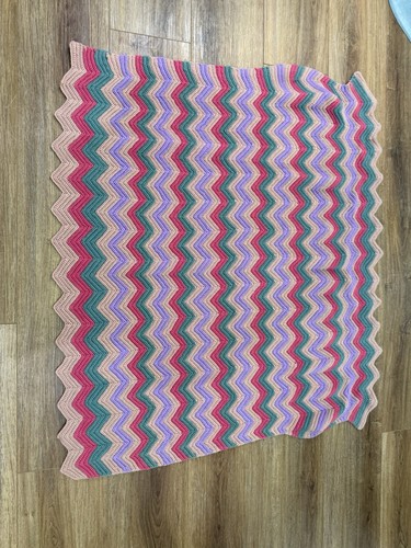Vintage crochet afghan chevron - vintage,