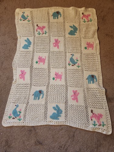 Vintage crochet baby blanket - baby,