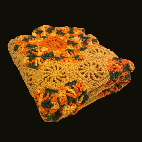 Vintage crochet afghan hexagon - vintage,