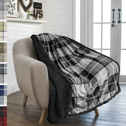 Plush plaid blanket sherpa - plush,