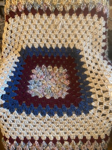 Hand crochet afghan - hand, chair