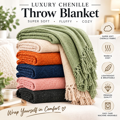 Luxury chenille throw blanket - chenille,