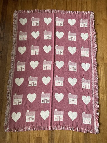 Woven throw reversible pink - throw,
