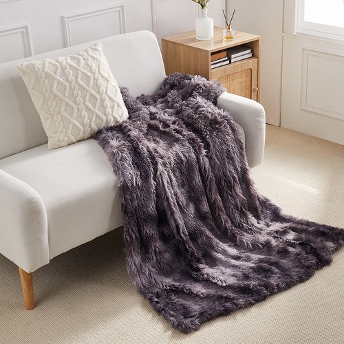 Grey fluffy throw over - grey,