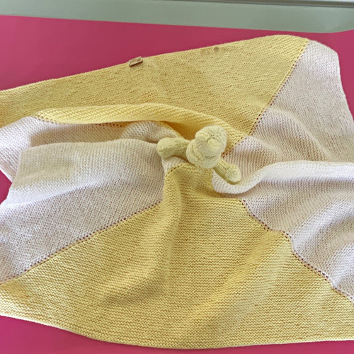 Yellow white knitted baby - knitted,